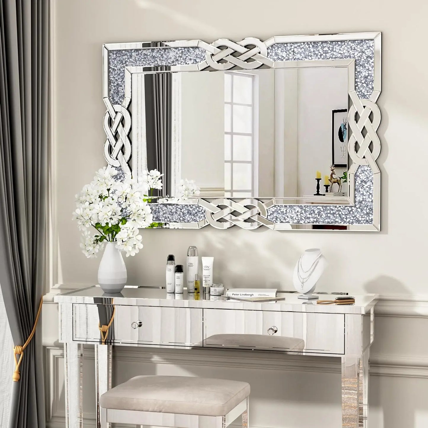 90/100/120CM Large Crystal Crush Diamond Mirror
