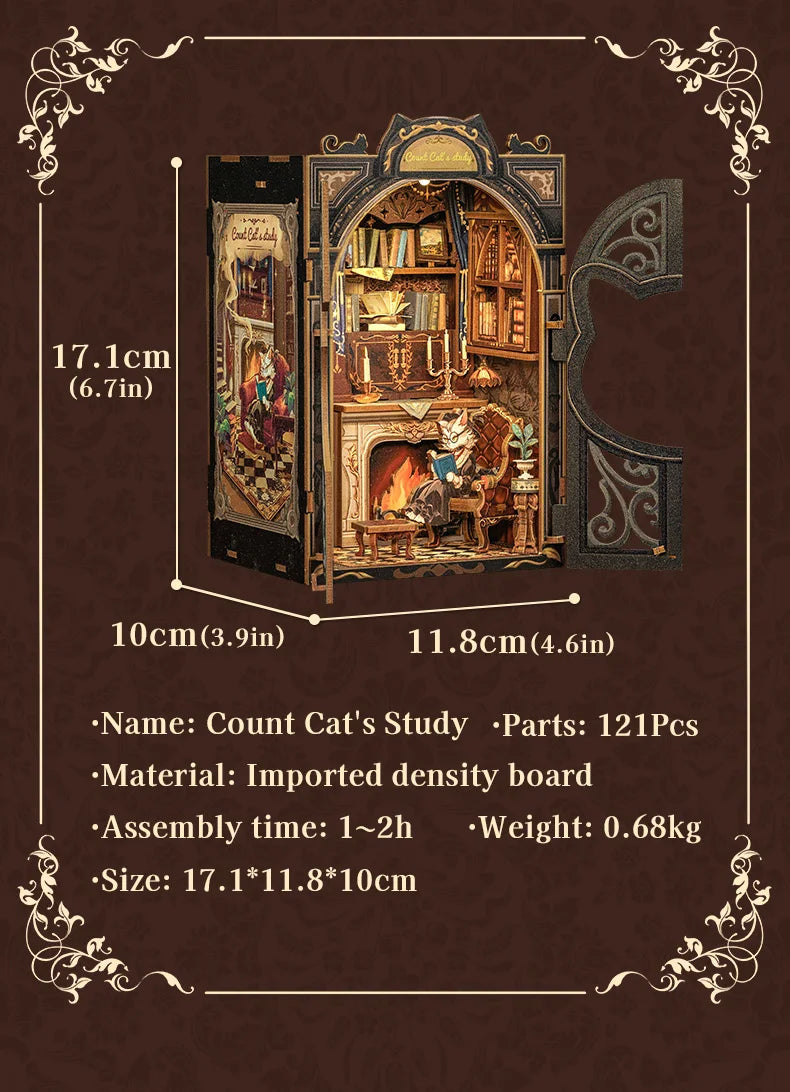 DIY Wooden Miniature Bookshop Kit with Light