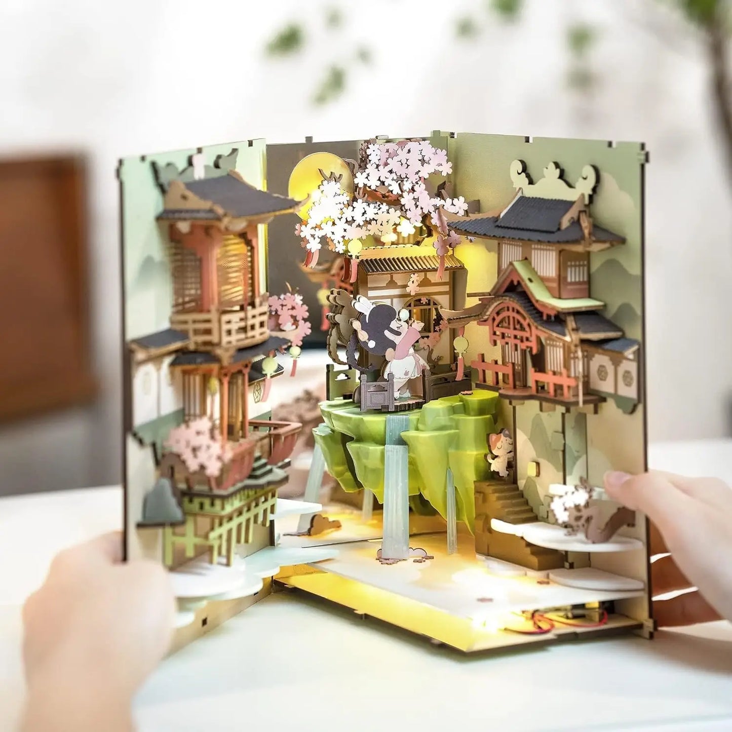 Falling Sakura DIY Wooden Puzzle Kit with LED Light