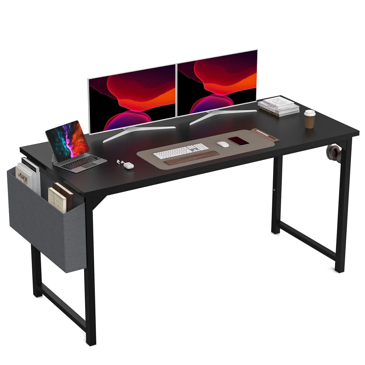 Compact Computer Desk with Side Storage