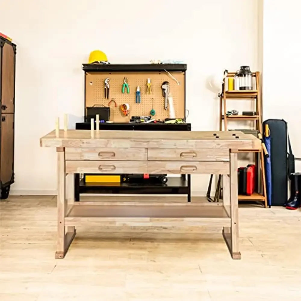 Wooden Workbench 60-Inch 4-Drawer