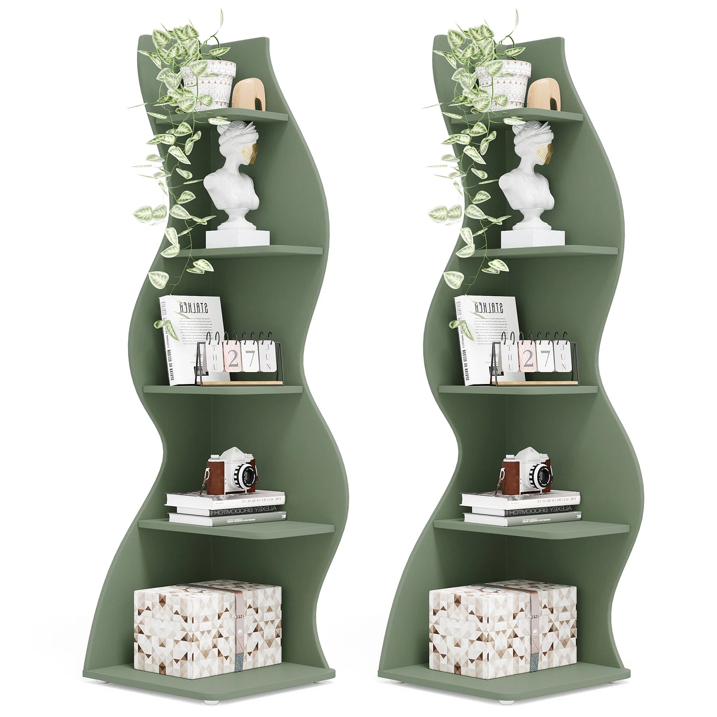 Modern 5-Tier Wall Corner Bookshelf