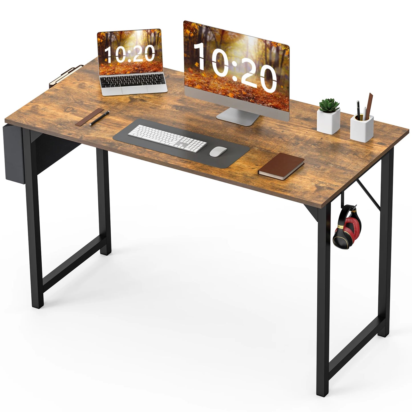 Compact Computer Desk with Side Storage