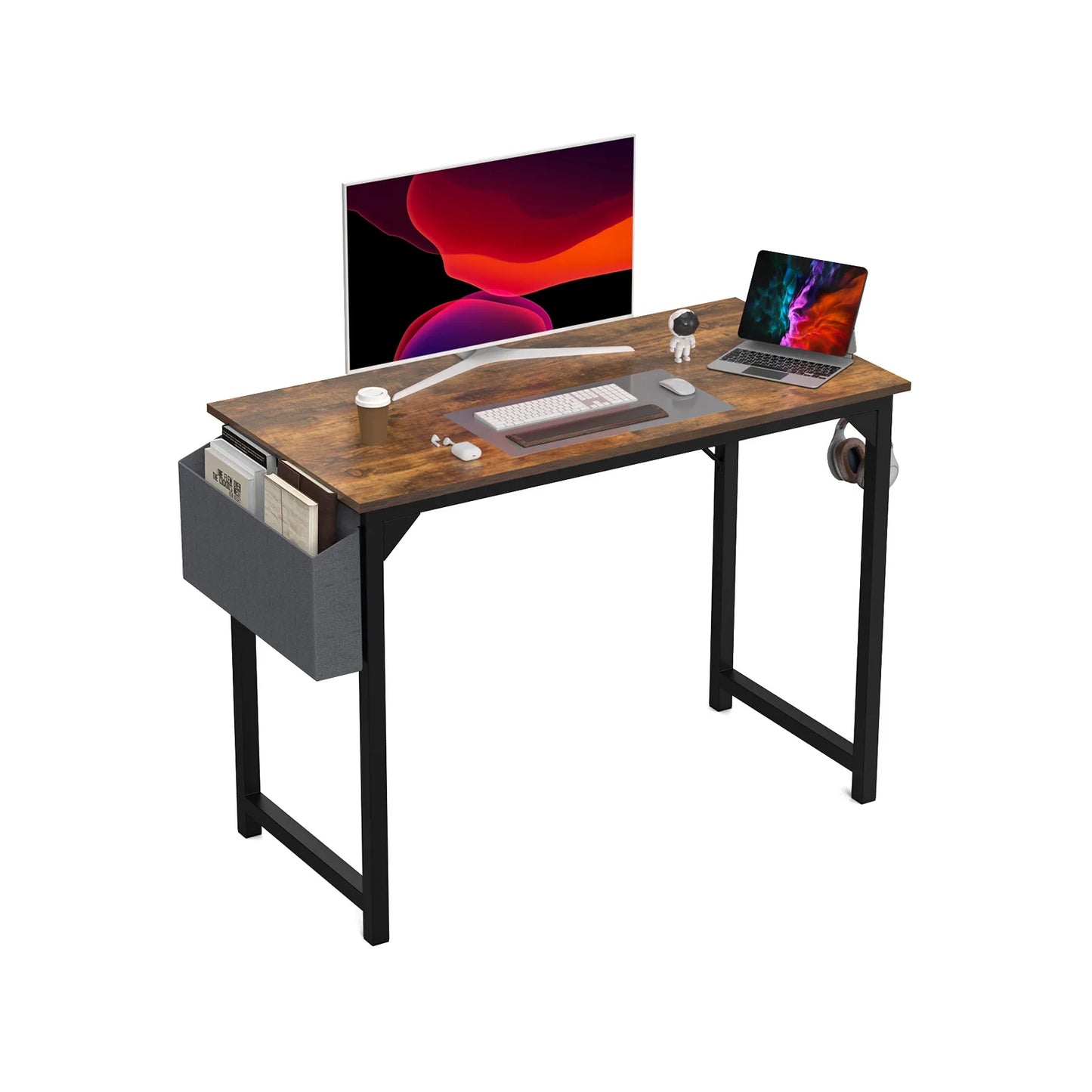 Compact Computer Desk with Side Storage