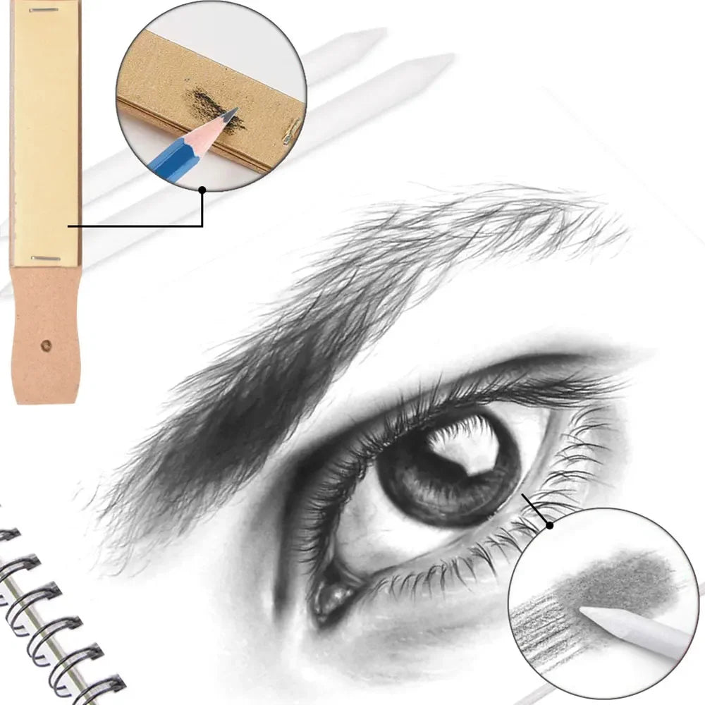72Pcs Drawing Sketching Kit w/ Watercolor, Graphite, Colored, Metallic, and Charcoal Pencils