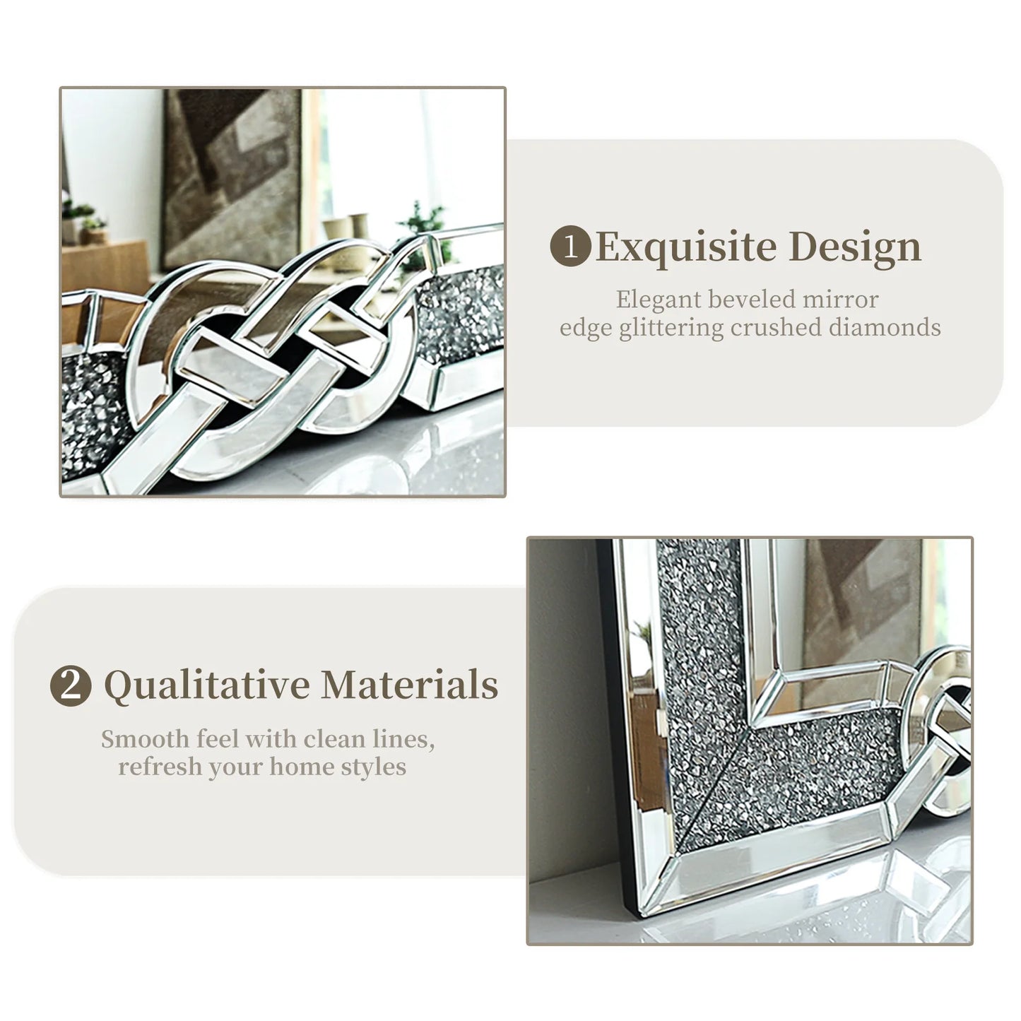 90/100/120CM Large Crystal Crush Diamond Mirror