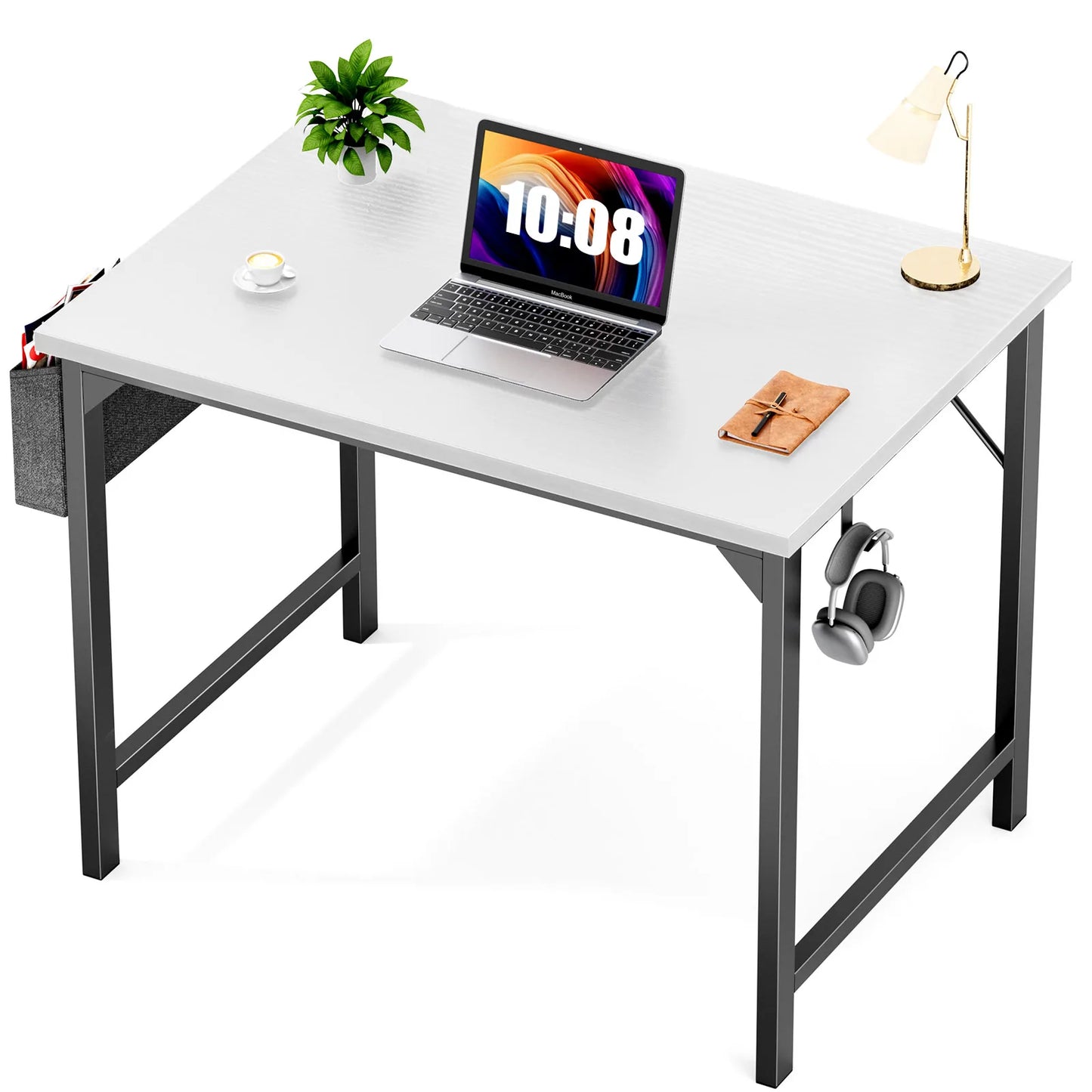 Compact Computer Desk with Side Storage