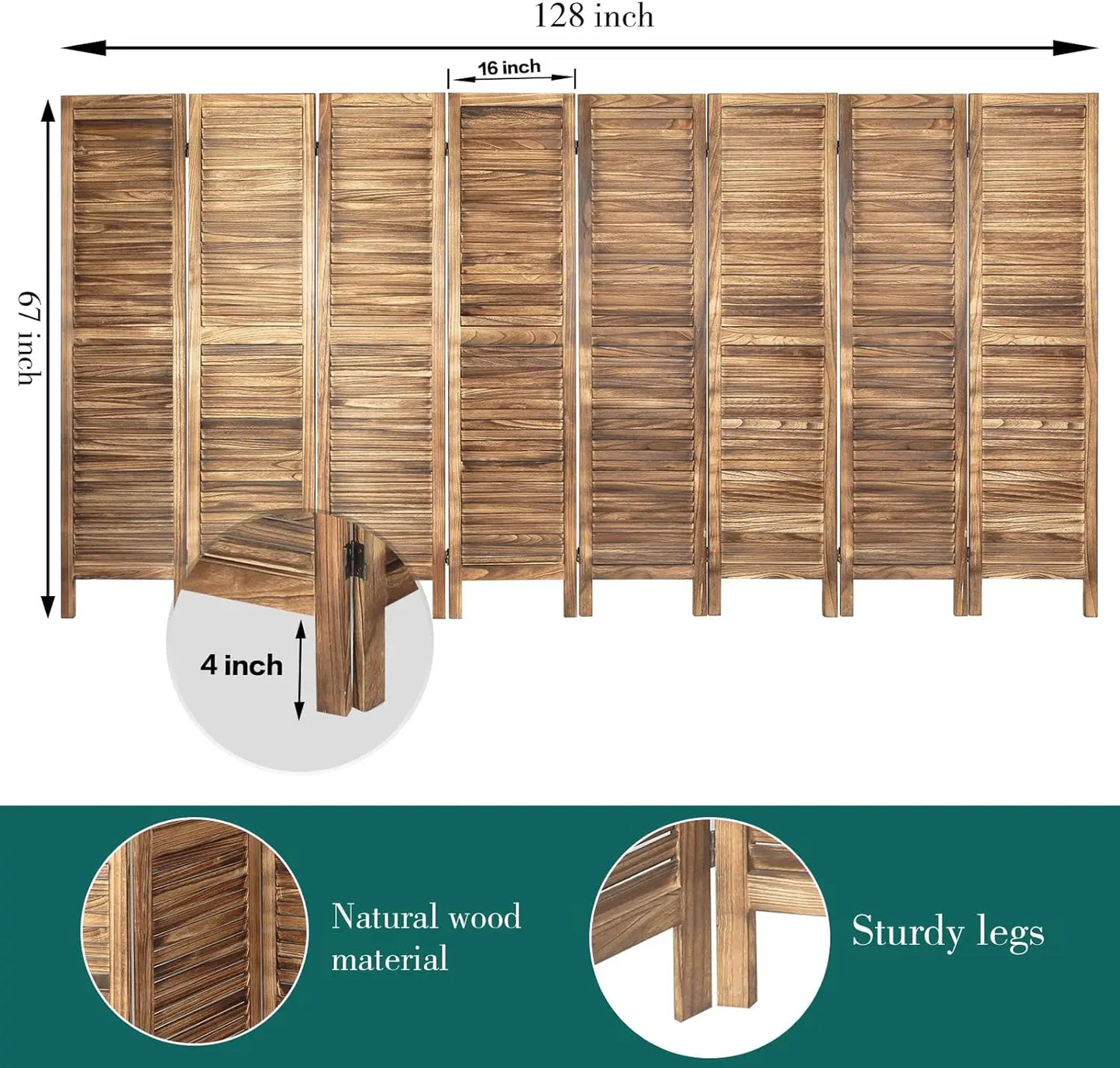 8 Panel Wood Room Divider