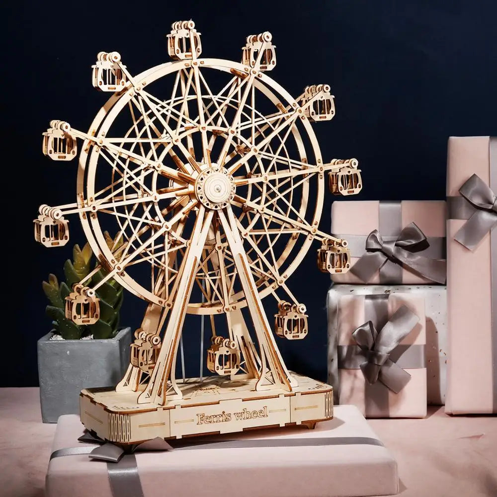 Rotatable DIY 3D Ferris Wheel Wooden Model Kit