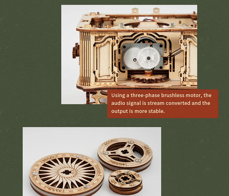 DIY Classic Gramophone Wooden Puzzle Building Kit