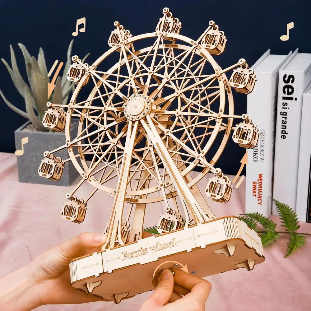 Rotatable DIY 3D Ferris Wheel Wooden Model Kit