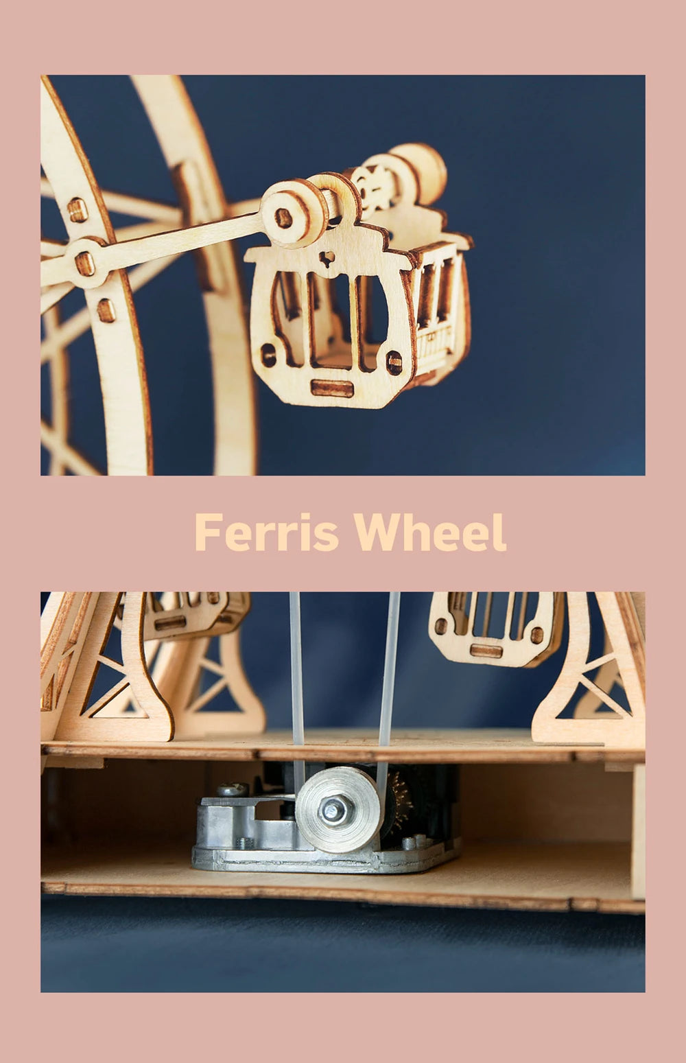 Rotatable DIY 3D Ferris Wheel Wooden Model Kit