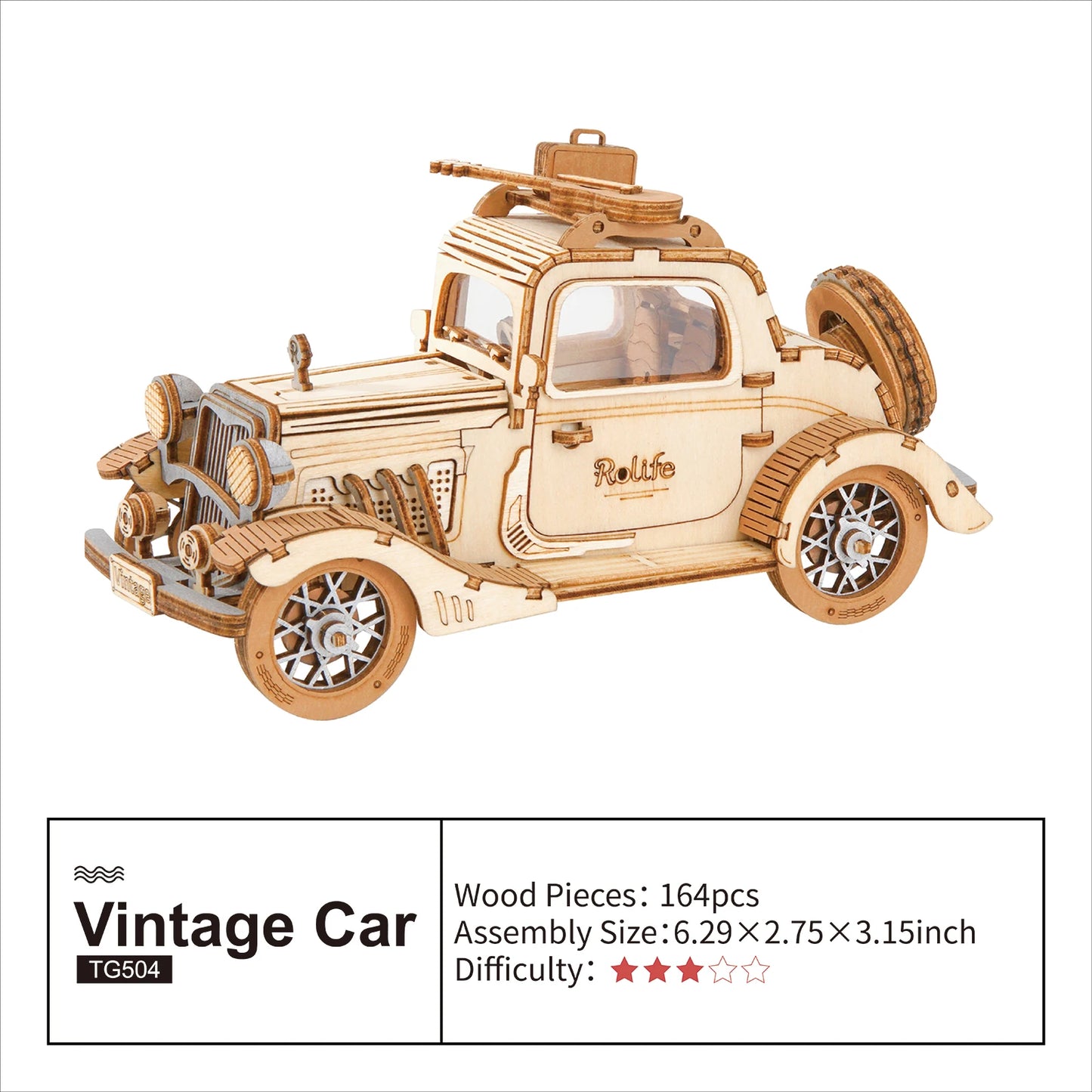 Vintage Car Model 3D Wooden Puzzle