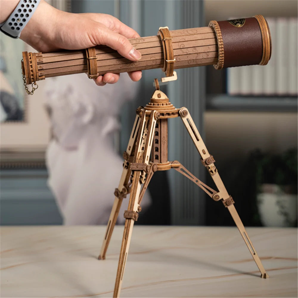 1:1 DIY Telescopic Monocular Telescope Wooden Model Kit