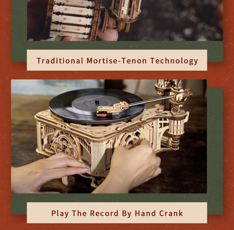 DIY Classic Gramophone Wooden Puzzle Building Kit