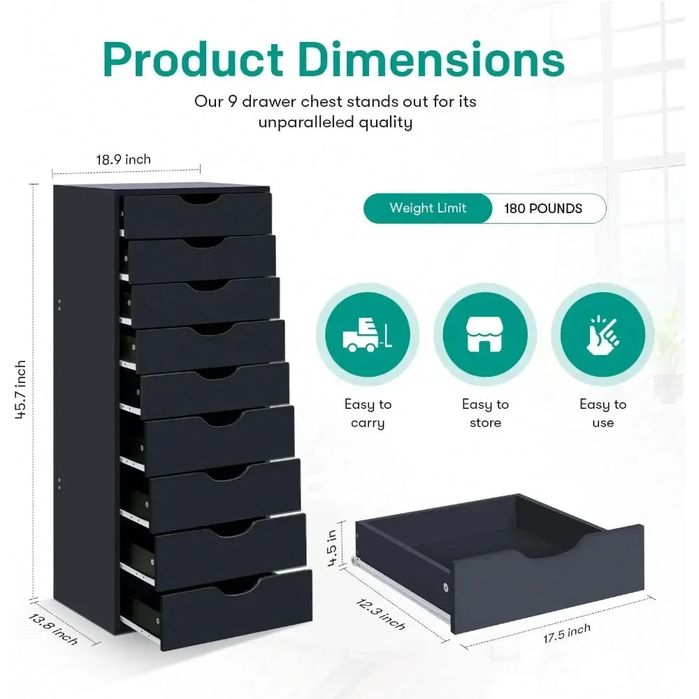 9 Drawer Wood Storage Cabinet