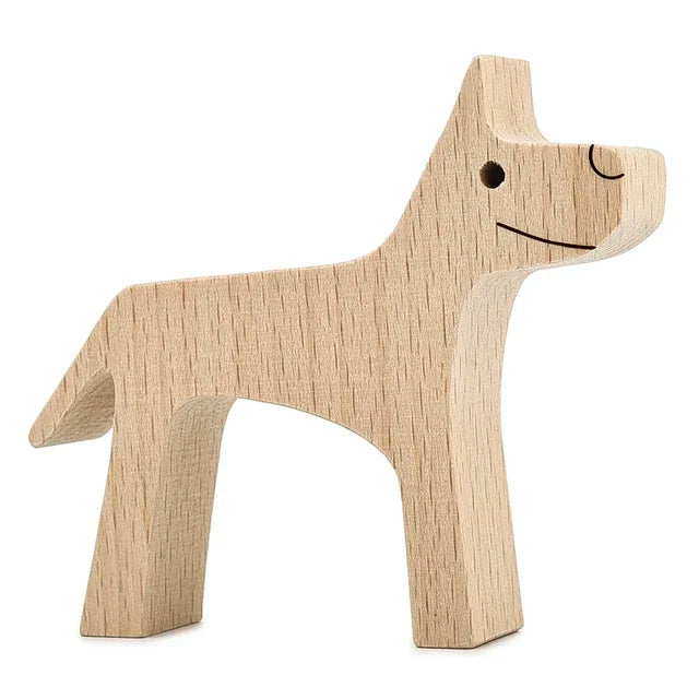 Handmade Wood Dog Sculpture