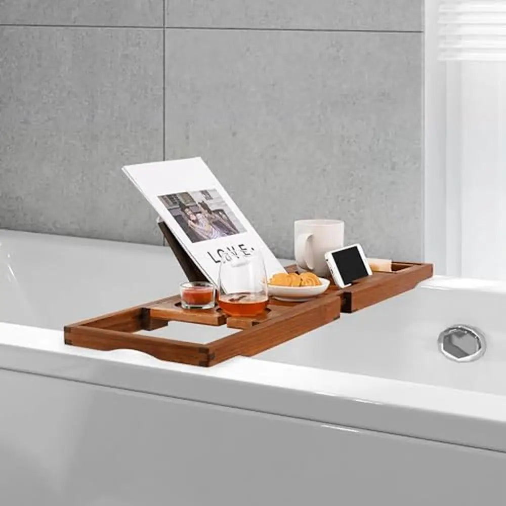 Teak Bath Tray Tub Organizer