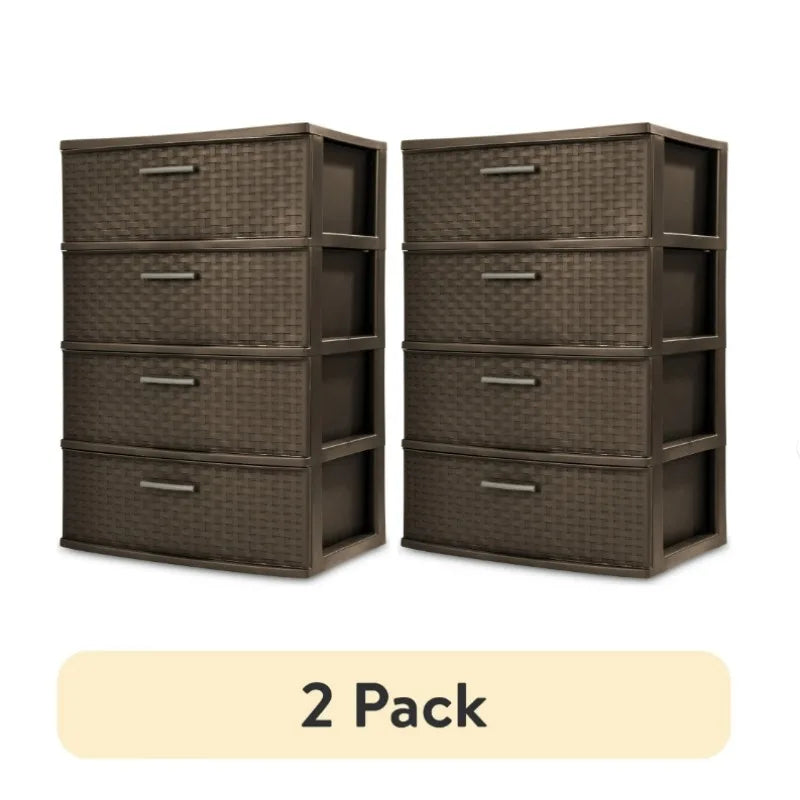 4 Drawer Wide Woven Plastic Organizer