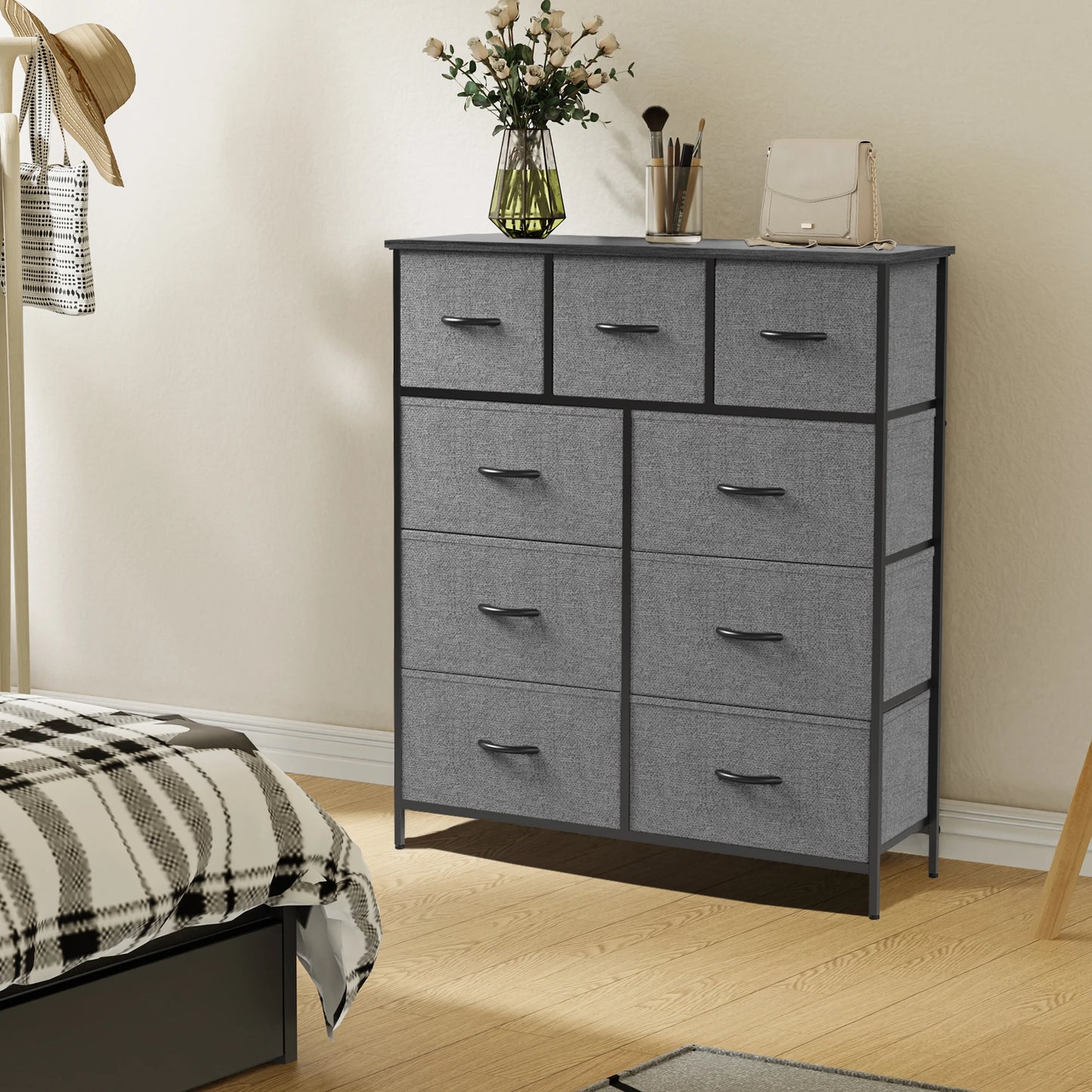 Tall Chest Organizer with 9 Fabric Storage Drawers