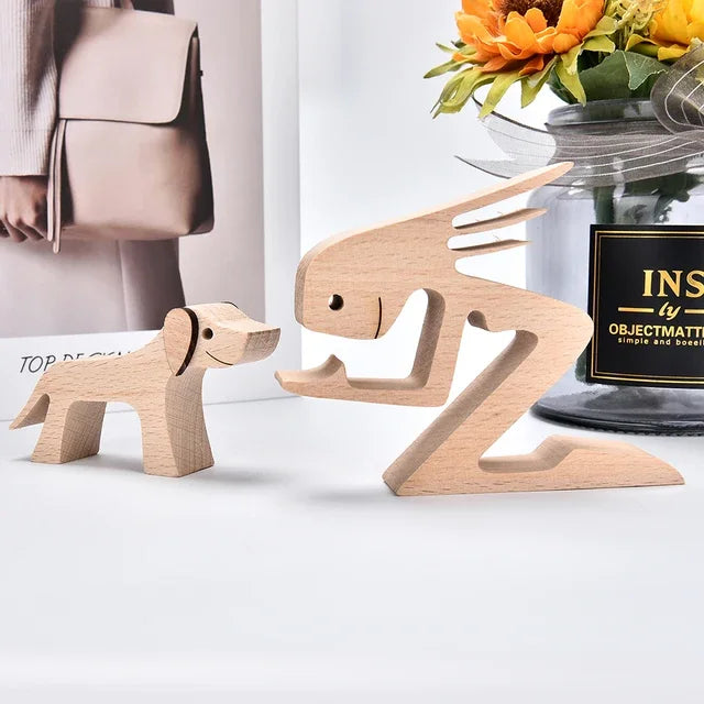 Handmade Wood Dog Sculpture