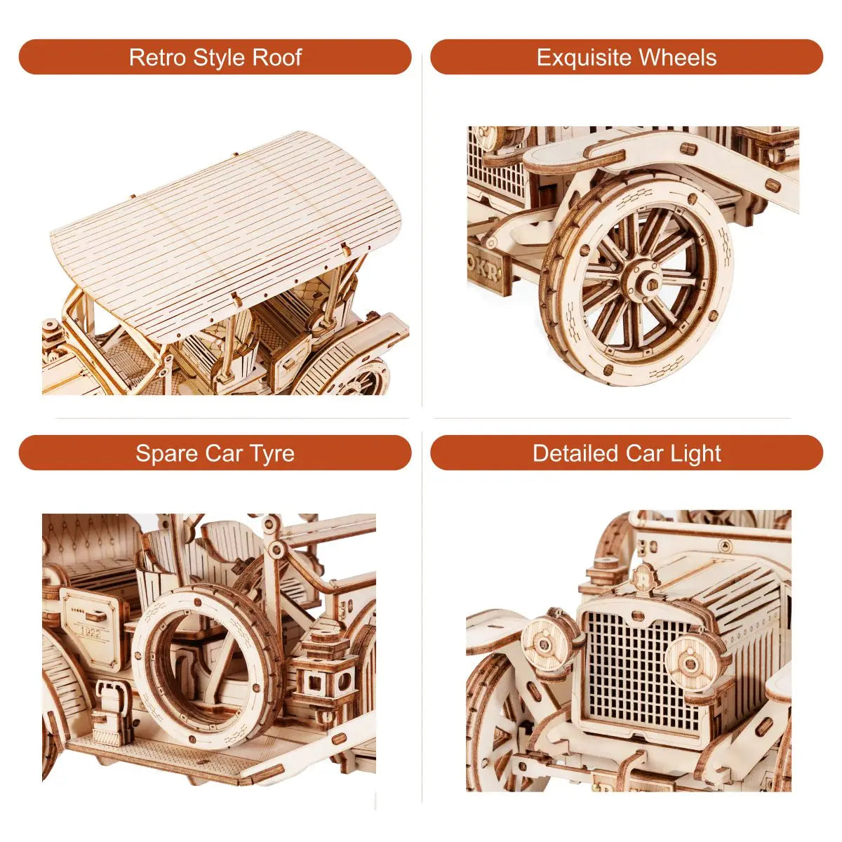 DIY 3D Wooden Puzzle Vintage Car Model Building Kit