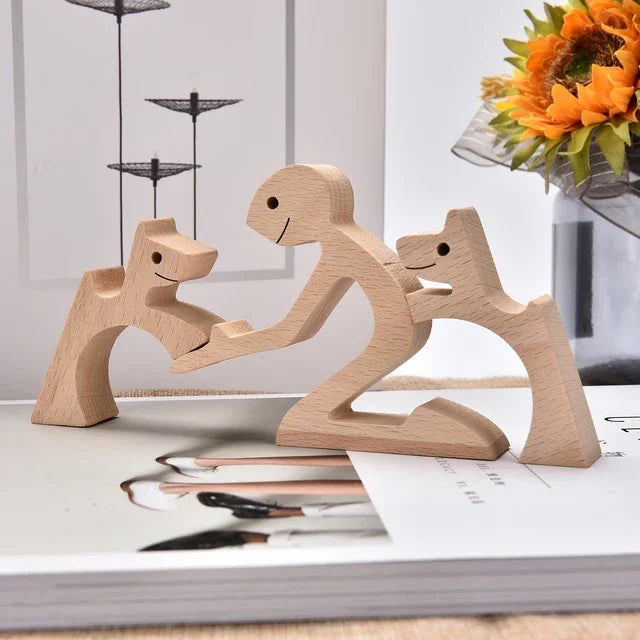 Handmade Wood Dog Sculpture