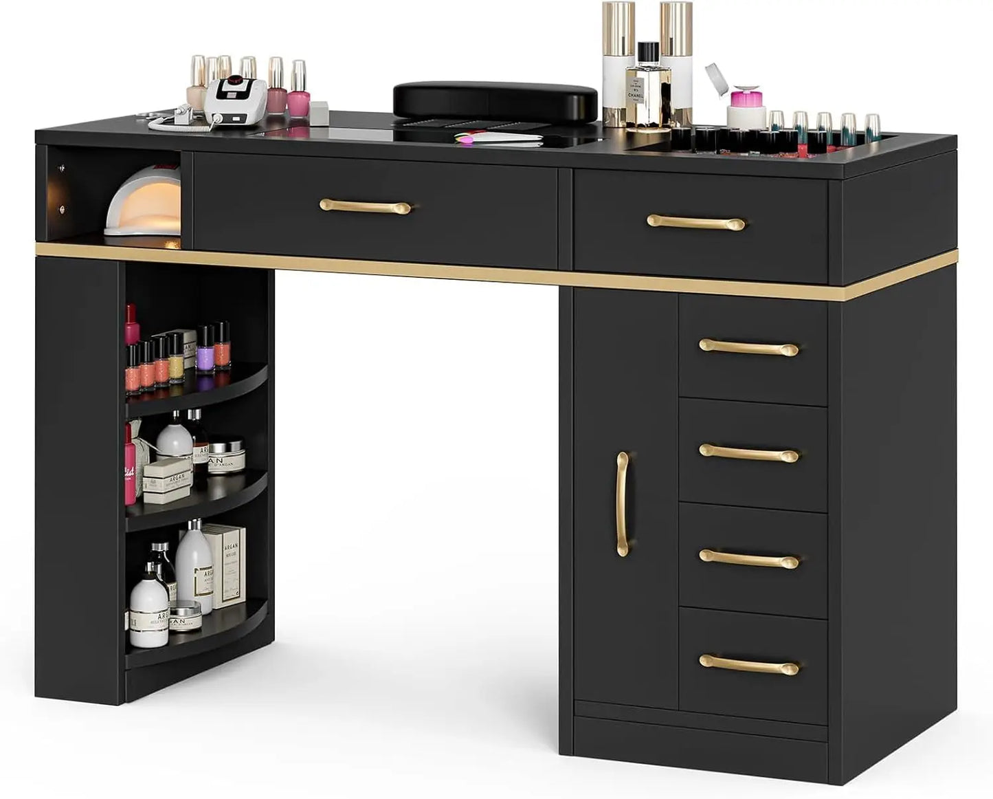 7 Drawers & 3-Tiered  Shelves Table