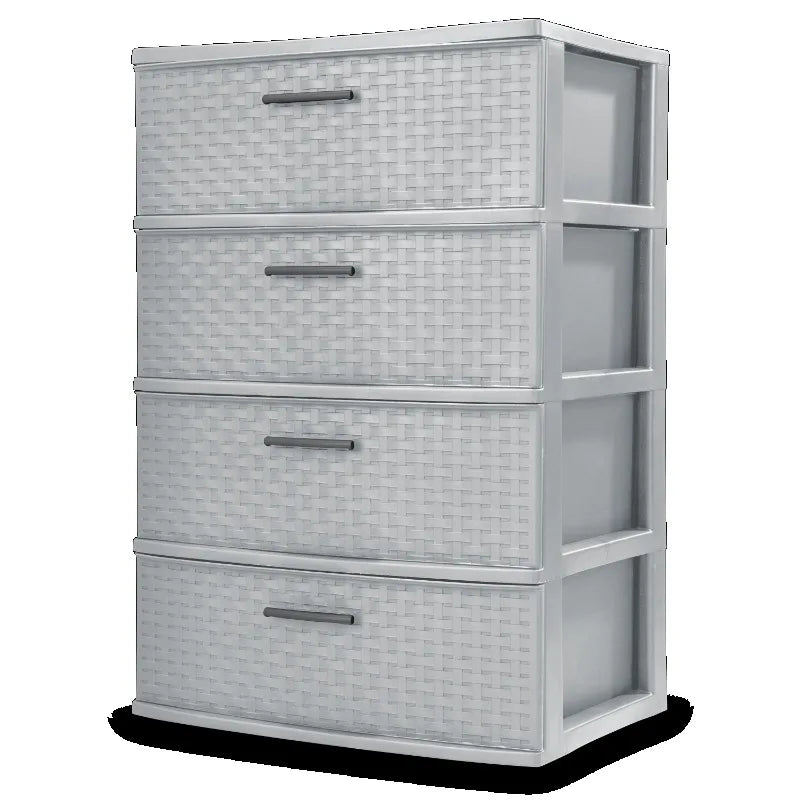 4 Drawer Wide Woven Plastic Organizer