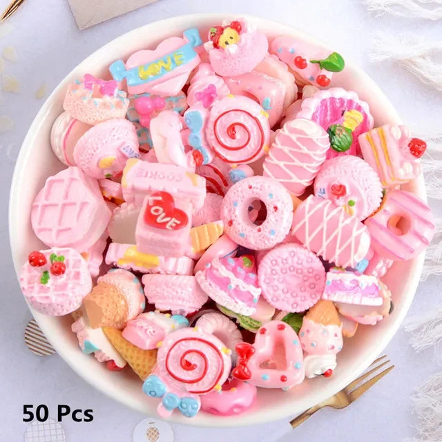 10/30/50/100 Pcs Candy Material Kit 3D Resin Flat Cabochons