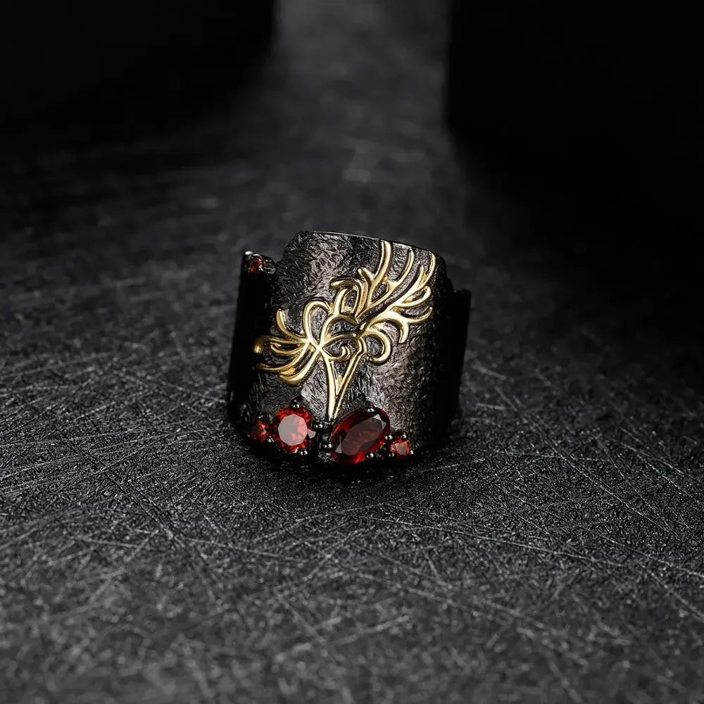 Handmade Natural Red Garnet Gemstones Ring