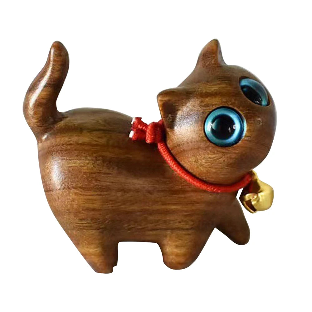 Handmade Wooden Mini Cat Decoration