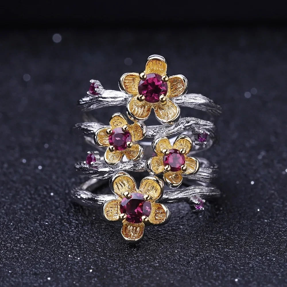 Handmade Sterling Silver Plum Blossom Ring