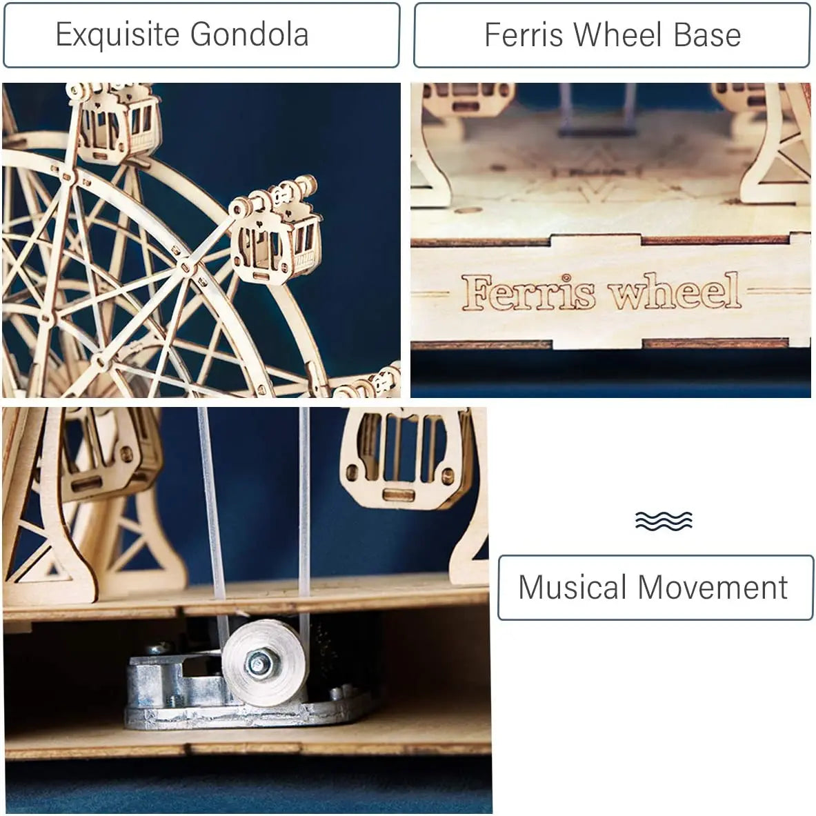 Rotatable DIY 3D Ferris Wheel Wooden Model Kit