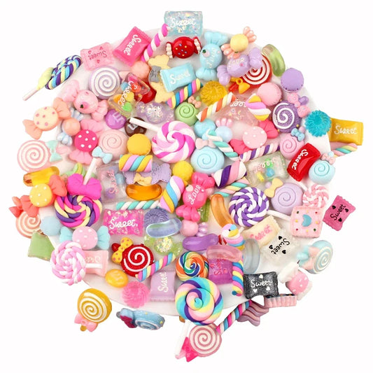 10/30/50/100 Pcs Candy Material Kit 3D Resin Flat Cabochons