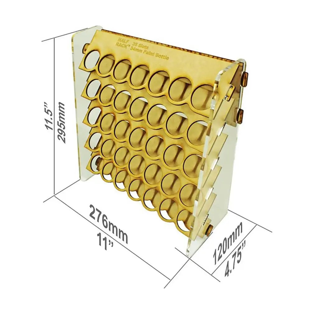 35 Slot Wooden Paint Storage Rack Multi-Layer Stand