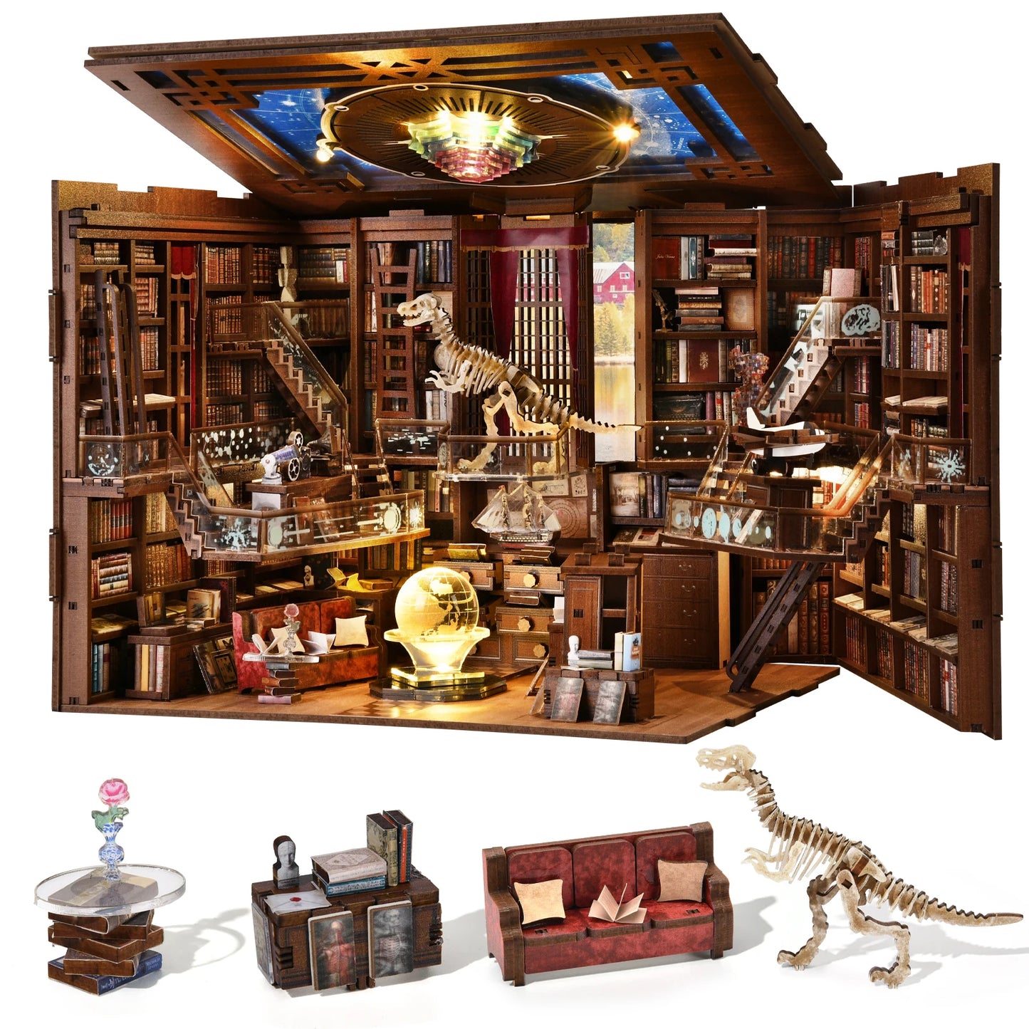 DIY Book Nook Kit: 3D Wooden Puzzle with LED Light