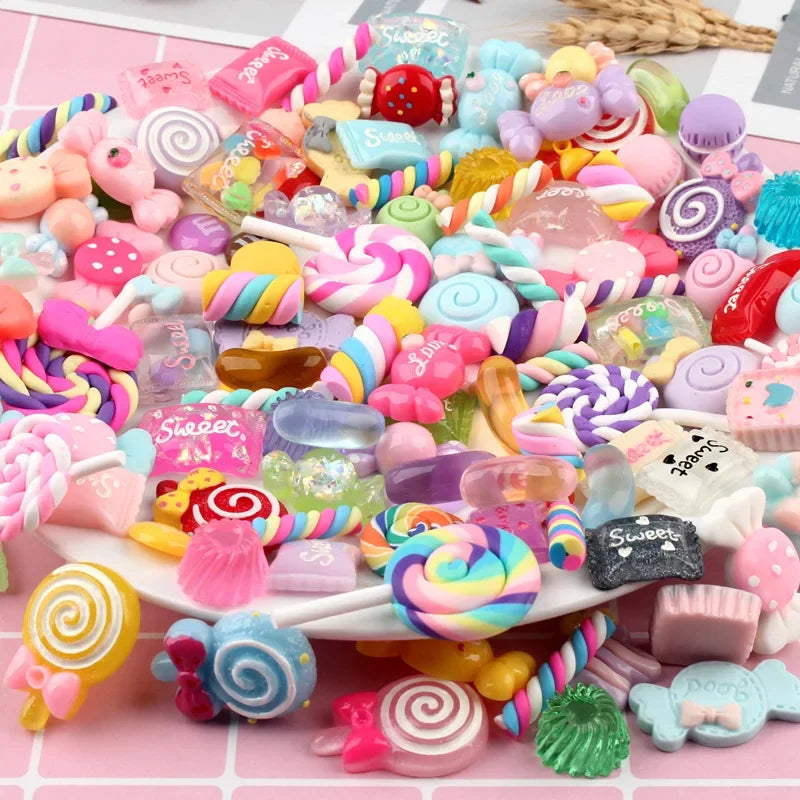 10/30/50/100 Pcs Candy Material Kit 3D Resin Flat Cabochons