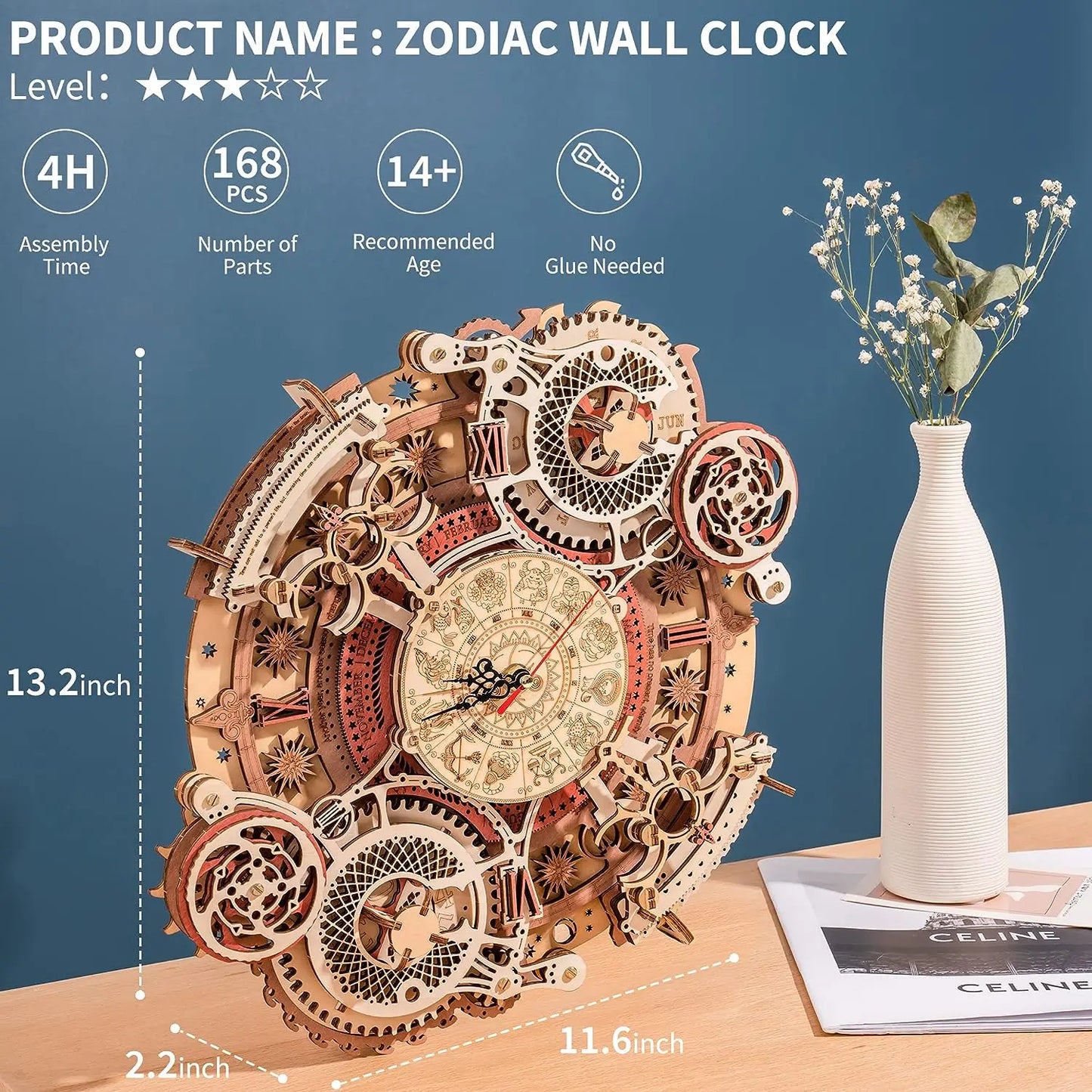 DIY 3D Wooden Puzzle Wooden Steampunk Mechanical Clock Kit