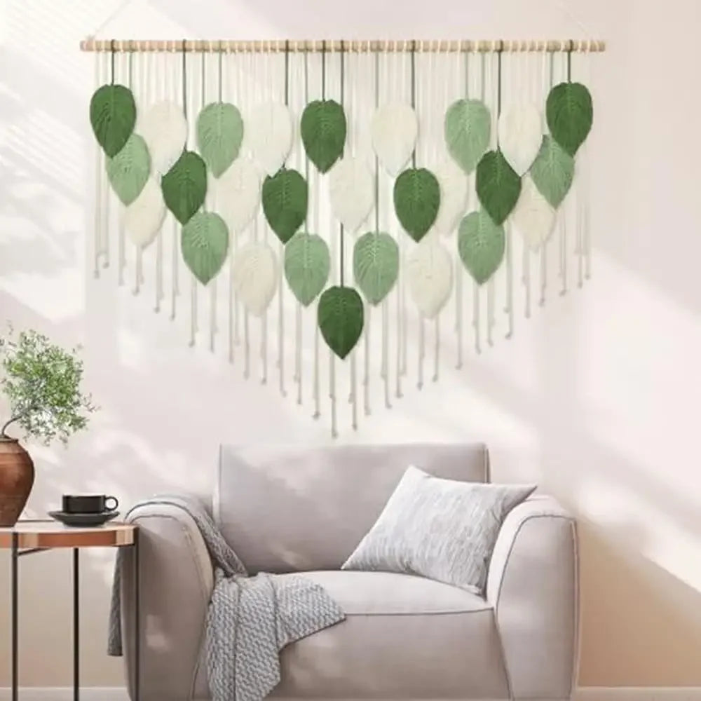 Large Handmade Boho Macrame Wall Hanging Leaves Tapestry