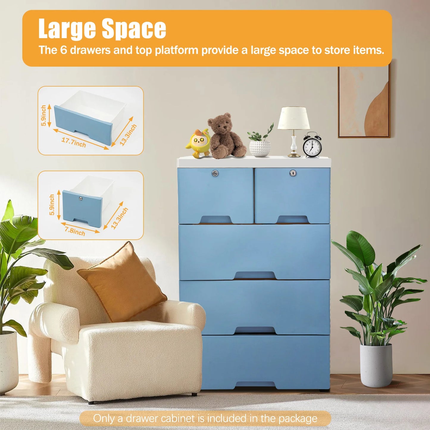 5-Layer 6 Drawer Plastic Tower Storage Cabinet