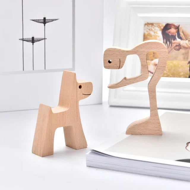 Handmade Wood Dog Sculpture