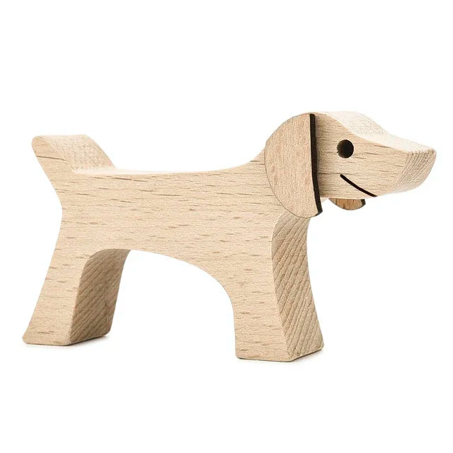 Handmade Wood Dog Sculpture