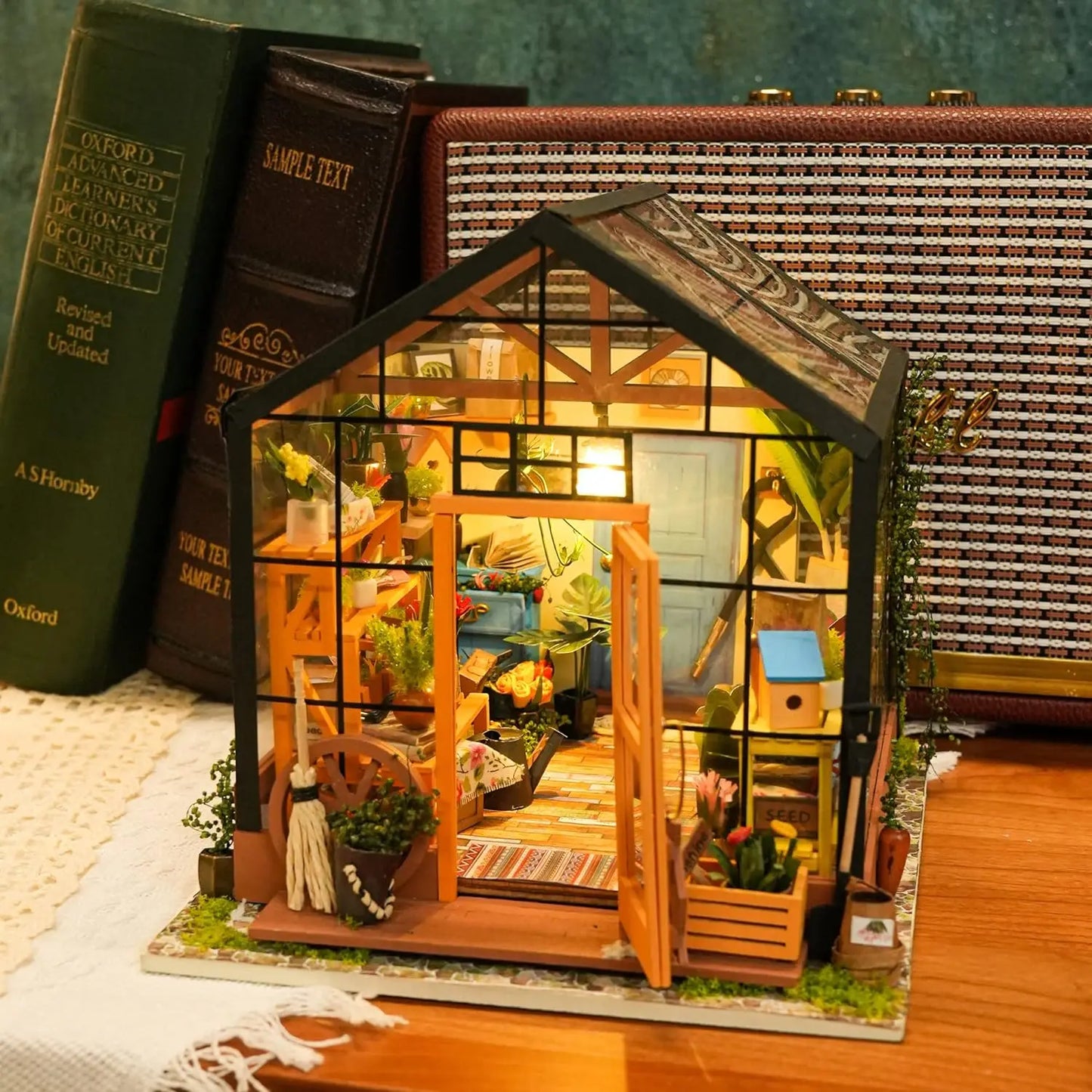 DIY Wooden Mini Green House with LED Lights