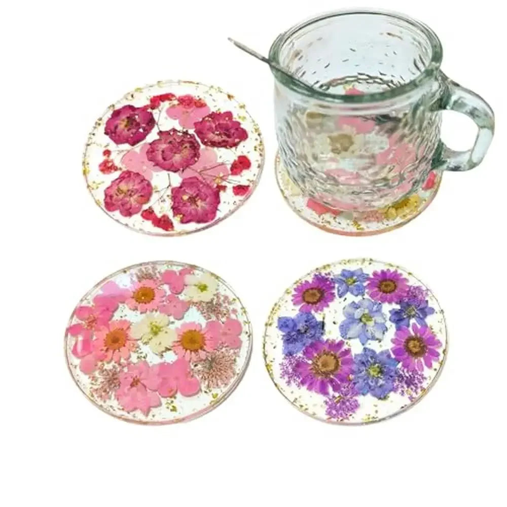 Handmade Pressed Flower Coasters Set