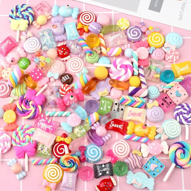 10/30/50/100 Pcs Candy Material Kit 3D Resin Flat Cabochons