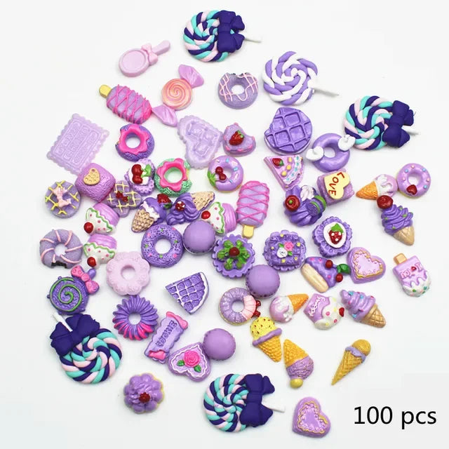 10/30/50/100 Pcs Candy Material Kit 3D Resin Flat Cabochons