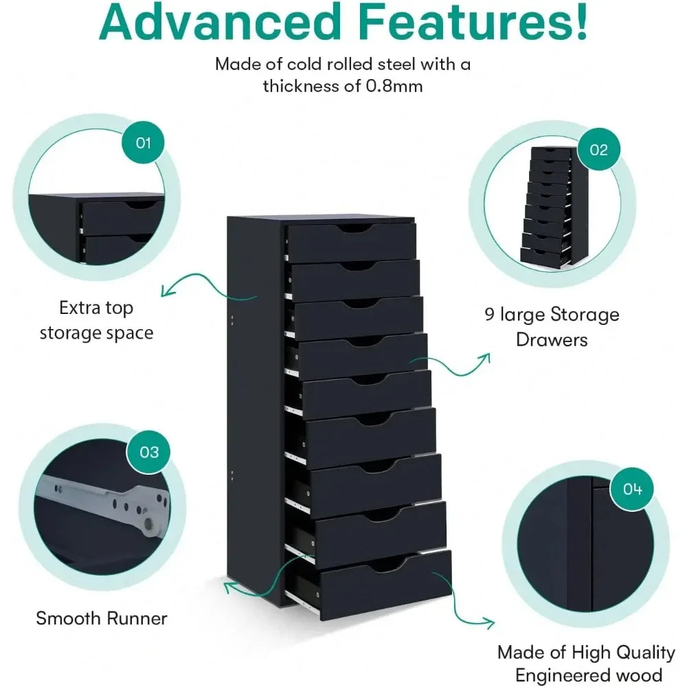 9 Drawer Wood Storage Cabinet