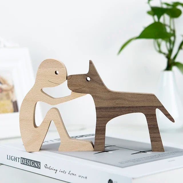 Handmade Wood Dog Sculpture