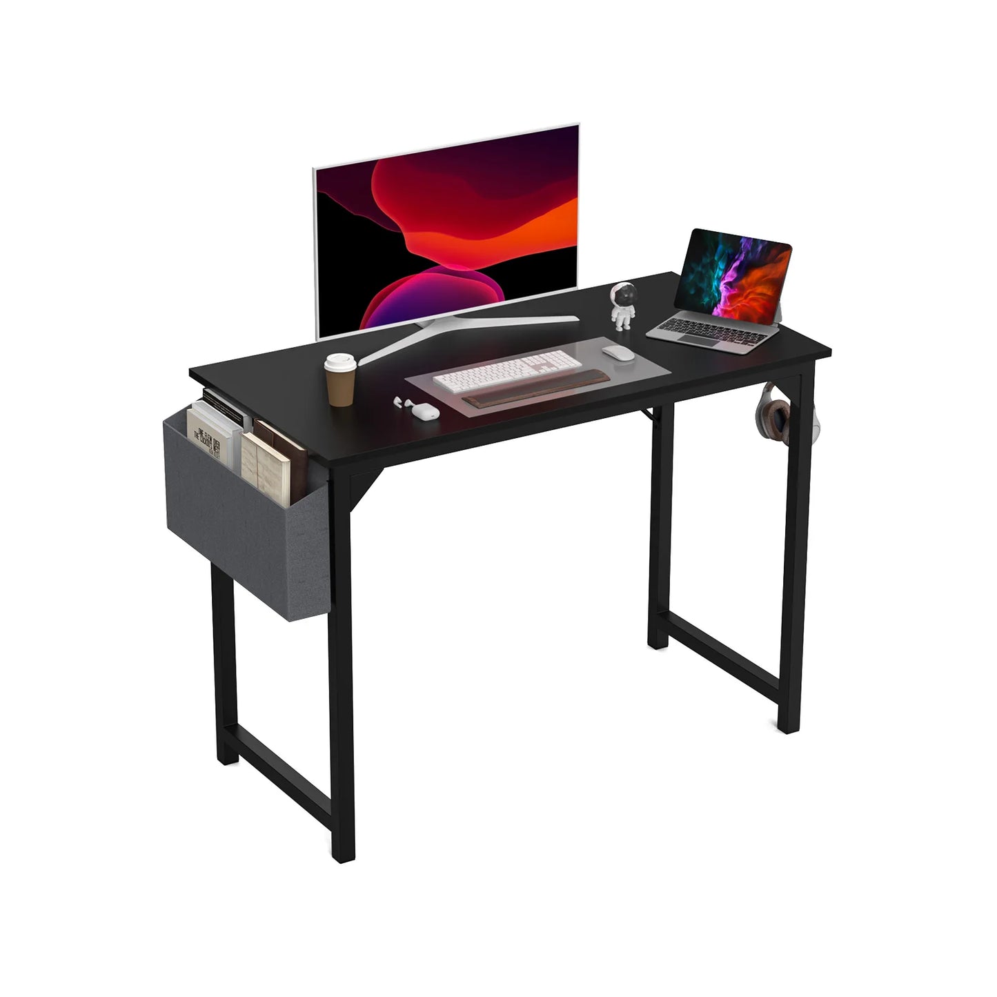 Compact Computer Desk with Side Storage